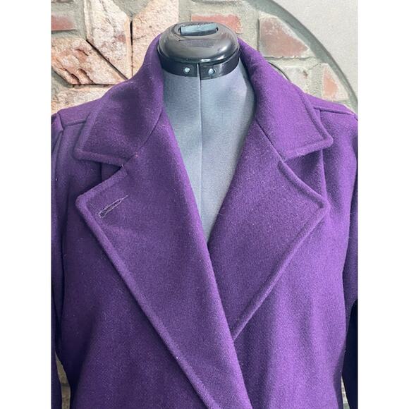 wool coat overcoat vintage double breasted purple - Picture 4 of 14